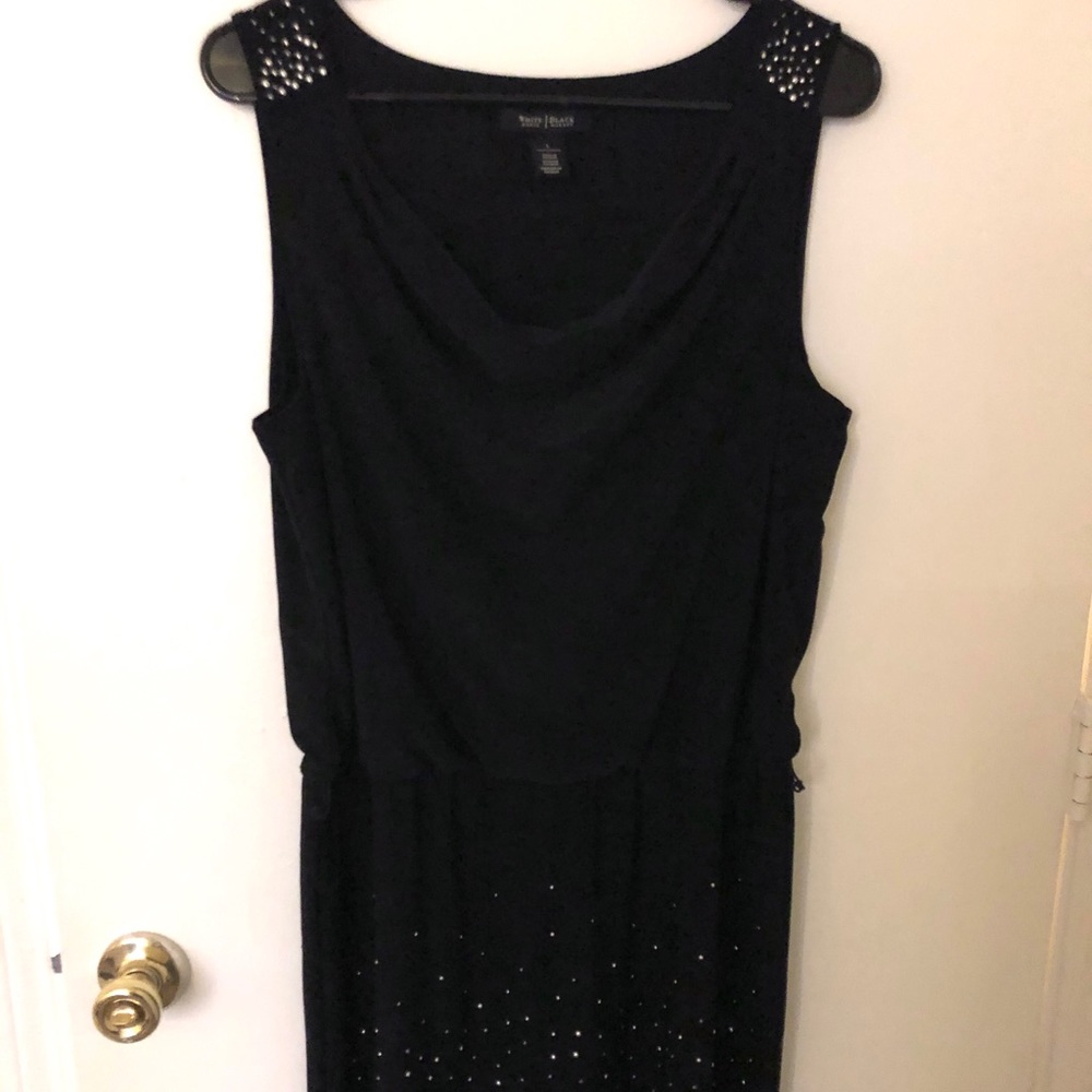 WHBM Embellished Black Cowl Neck Dress